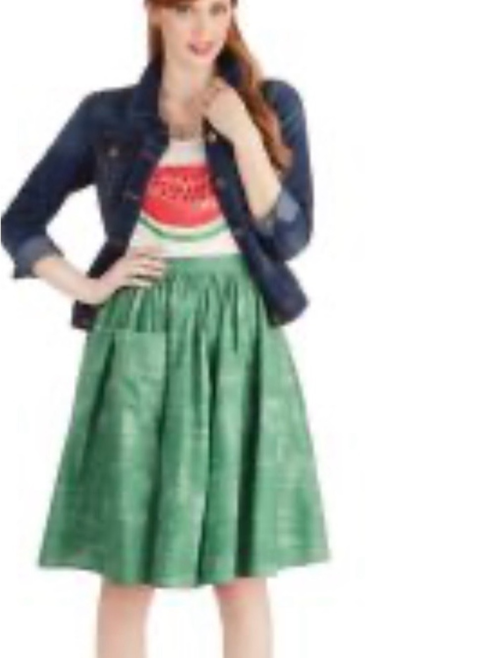 Bea & Dot Modcloth Grass is Greener Midi Skirt with Gathered Waist